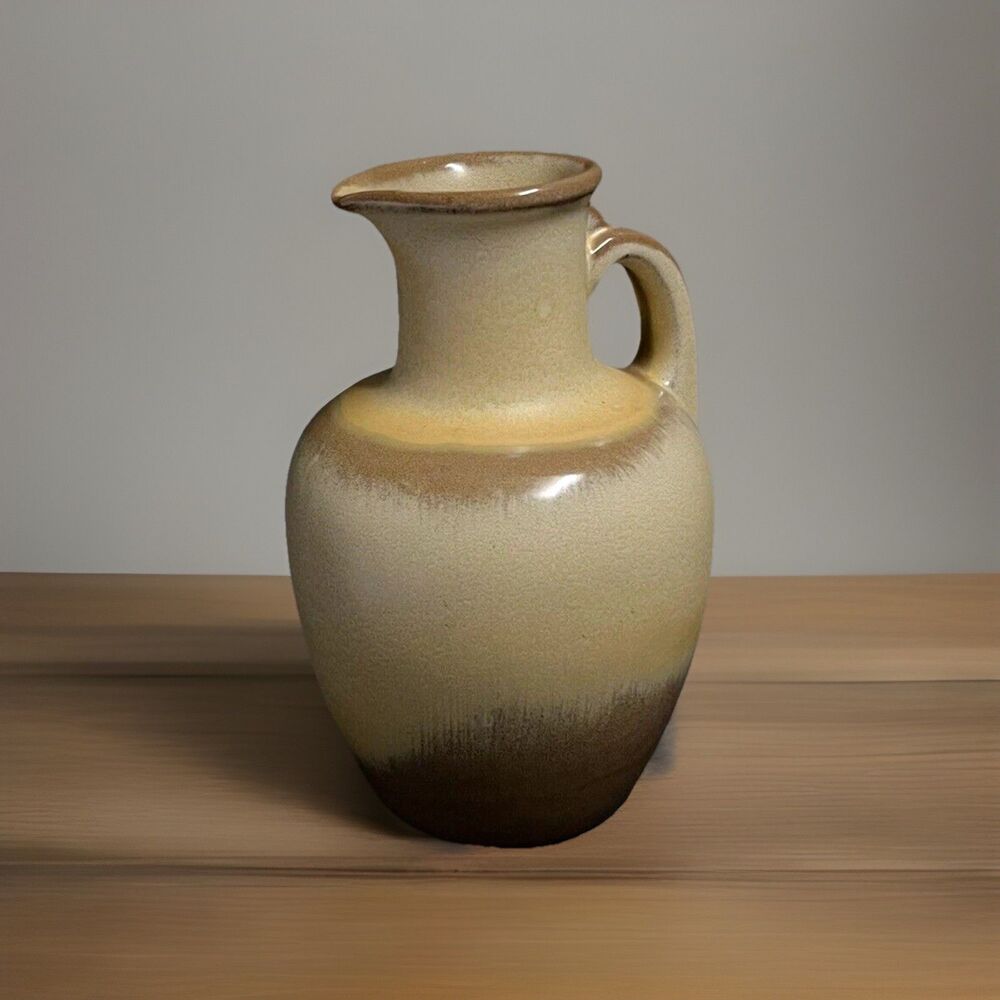 Vtg Frankoma Pottery Drip Glaze Brown Golden Yellow Syrup Juice Handled Jug #8 - Picture 7 of 9